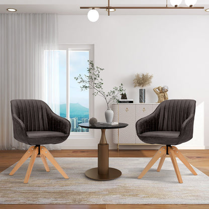 Modern Leathaire Set of 2 Swivel Accent Chair with Beech Wood Legs, Brown Accent Chairs   at Gallery Canada