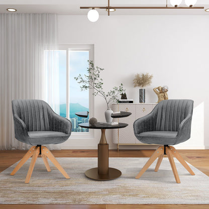 Modern Leathaire Set of 2 Swivel Accent Chair with Beech Wood Legs, Gray Accent Chairs   at Gallery Canada