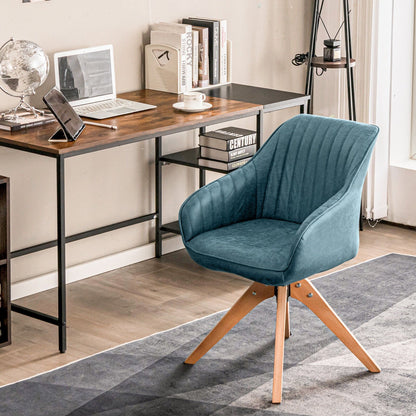 Modern Leathaire Set of 2 Swivel Accent Chair with Beech Wood Legs, Blue Accent Chairs   at Gallery Canada