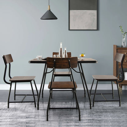 5 Piece Rectangular Dining Table Set with Metal Frame, Brown Dining Room Sets   at Gallery Canada