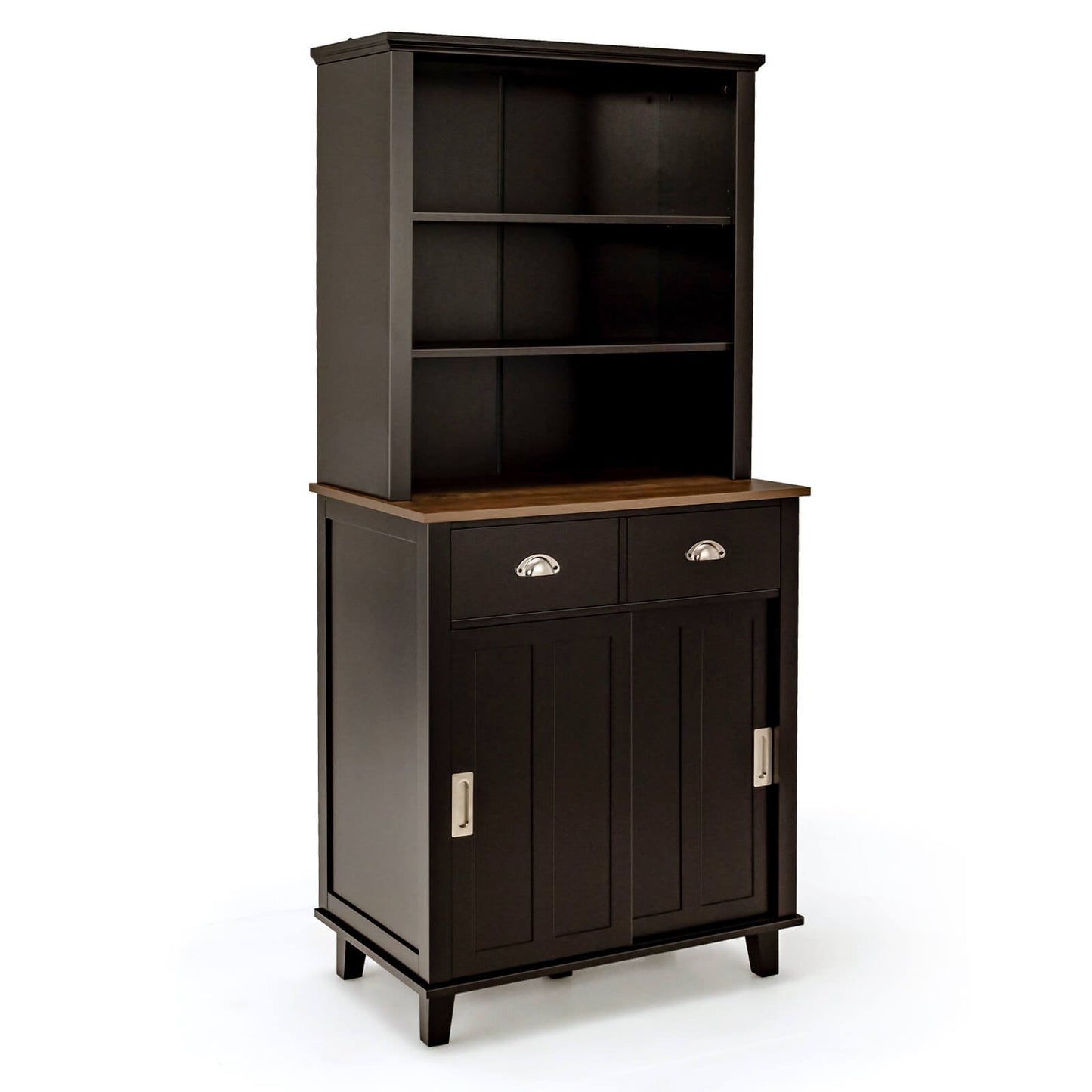 67 inches Freestanding Kitchen Pantry Cabinet with Sliding Doors, Brown Sideboards Cabinets & Buffets   at Gallery Canada