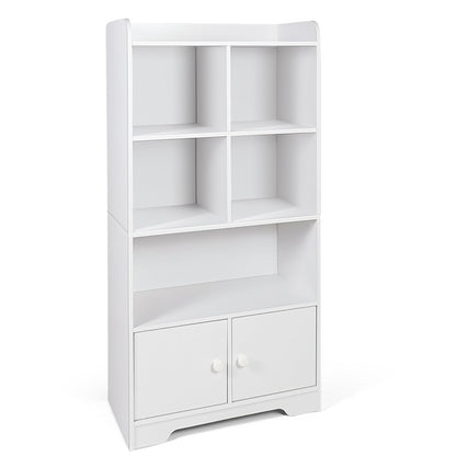 4 Tiers Bookshelf with 4 Cubes Display Shelf and 2 Doors, White Bookcases   at Gallery Canada