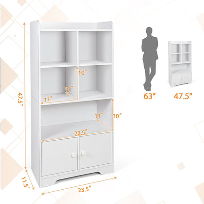 4 Tiers Bookshelf with 4 Cubes Display Shelf and 2 Doors, White Bookcases   at Gallery Canada