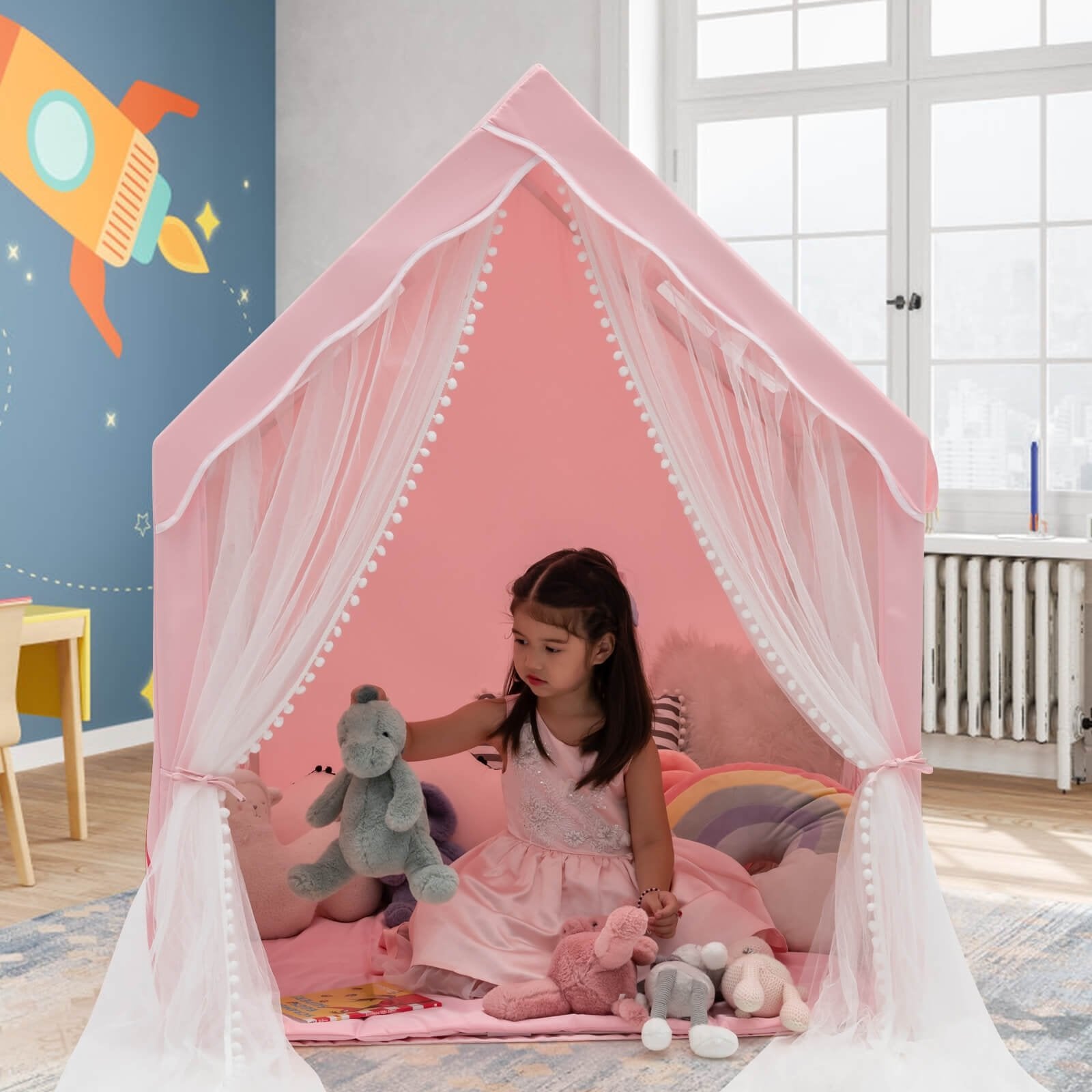 Large Kids Play Tent with Removable Cotton Mat, Pink Play Tents & Playhouse   at Gallery Canada