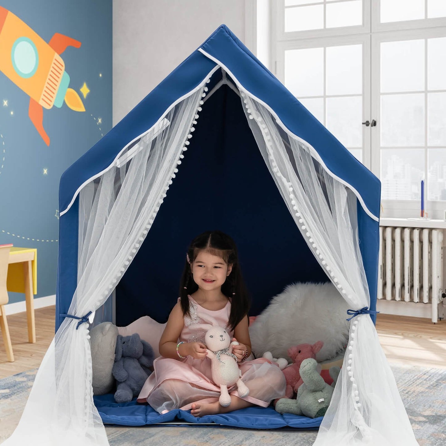 Large Kids Play Tent with Removable Cotton Mat, Blue Play Tents & Playhouse   at Gallery Canada