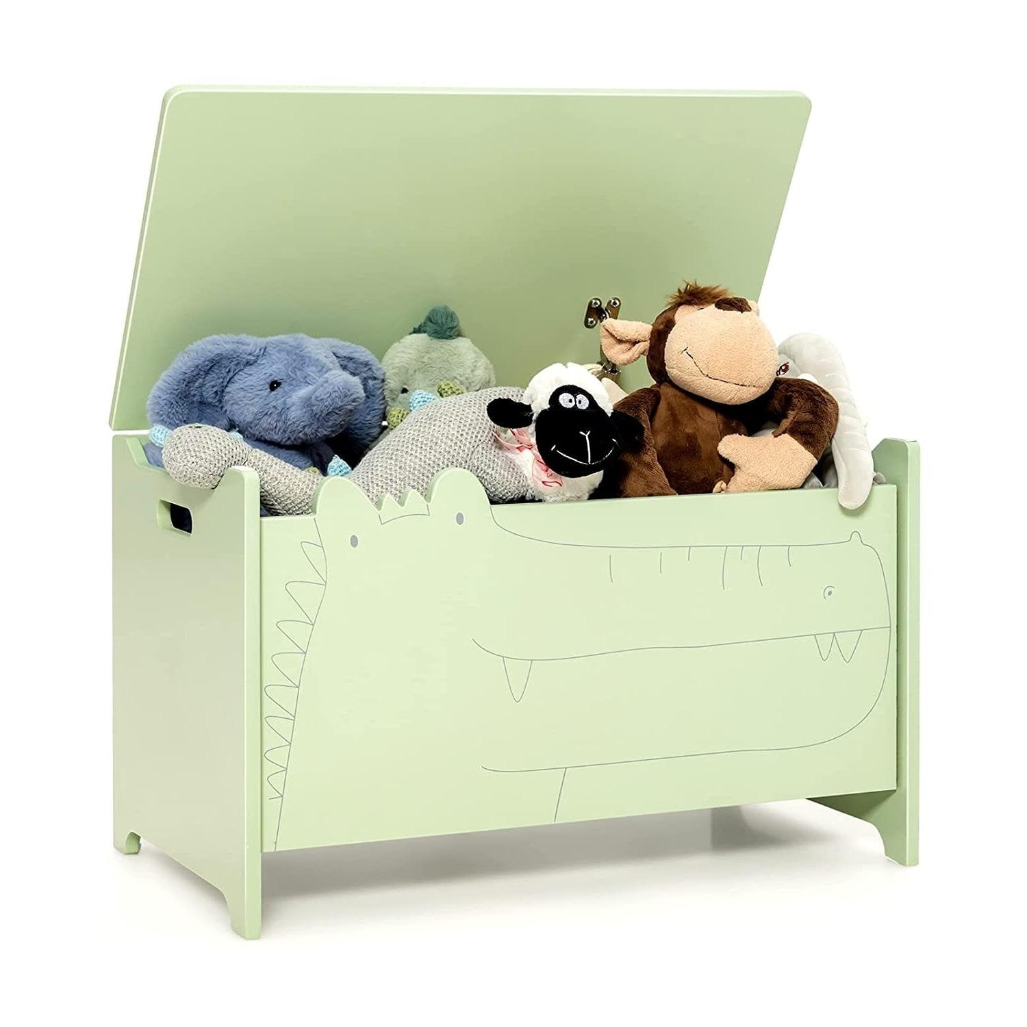 Wooden Kids Toy Box with Safety Hinge, Green Kids Storage   at Gallery Canada