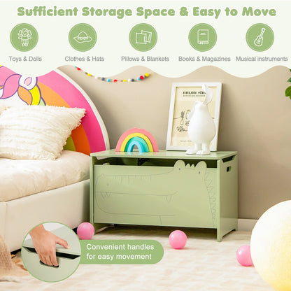 Wooden Kids Toy Box with Safety Hinge, Green Kids Storage   at Gallery Canada