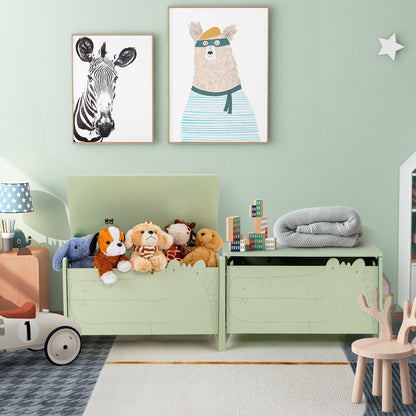 Wooden Kids Toy Box with Safety Hinge, Green Kids Storage   at Gallery Canada