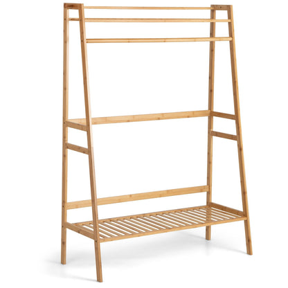 Bamboo Clothing Rack with Storage Shelves, Natural Coat Racks & Hall Trees   at Gallery Canada