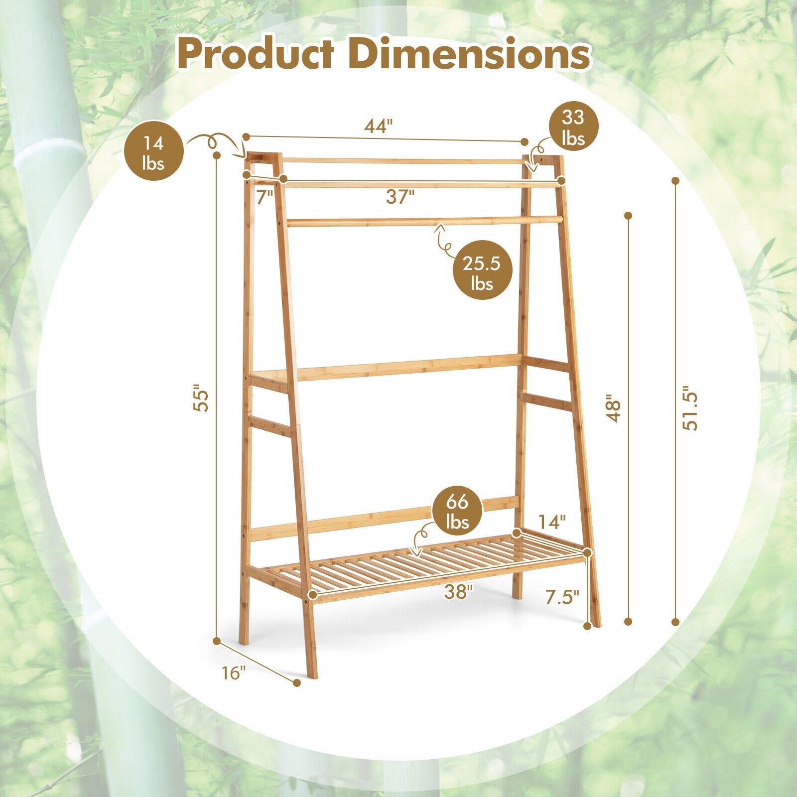 Bamboo Clothing Rack with Storage Shelves, Natural Coat Racks & Hall Trees   at Gallery Canada