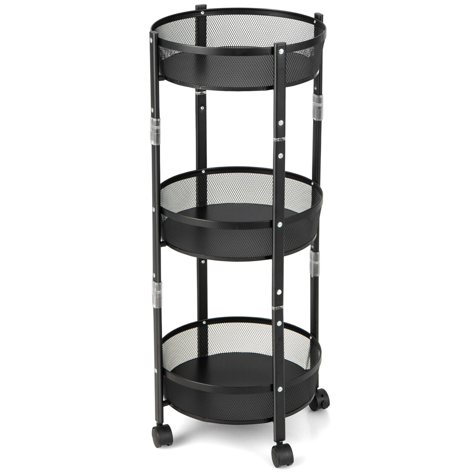 3-Tier Rotating 1-Second folding Storage Rack Metal-Round, Black Kitchen Islands & Carts   at Gallery Canada