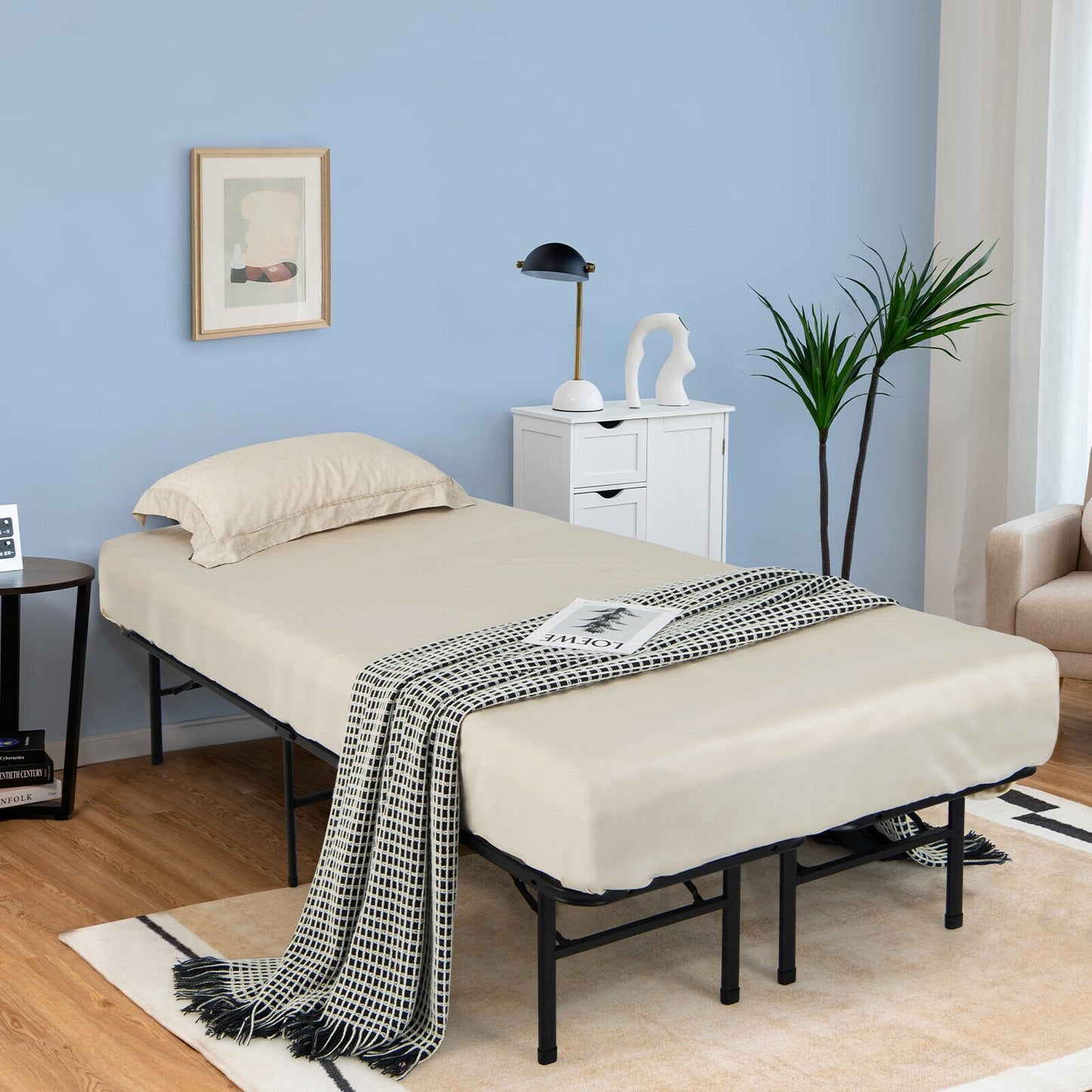 Queen/King Size Folding Steel Platform Bed Frame for Kids and Adults-King Size, Black Folding Beds   at Gallery Canada