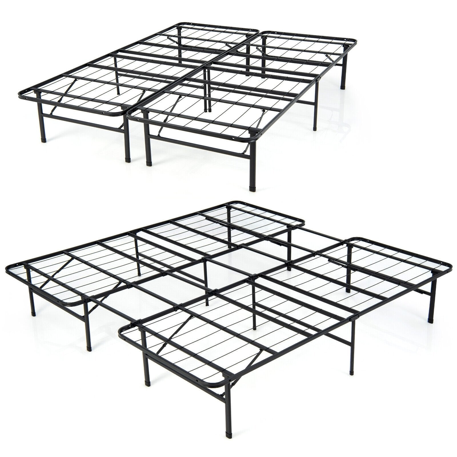 Queen/King Size Folding Steel Platform Bed Frame for Kids and Adults-King Size, Black Folding Beds   at Gallery Canada