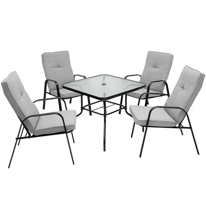 4 Patio Dining Stackable Chairs Set with High-Back Cushions, Gray Patio Dining Chairs   at Gallery Canada