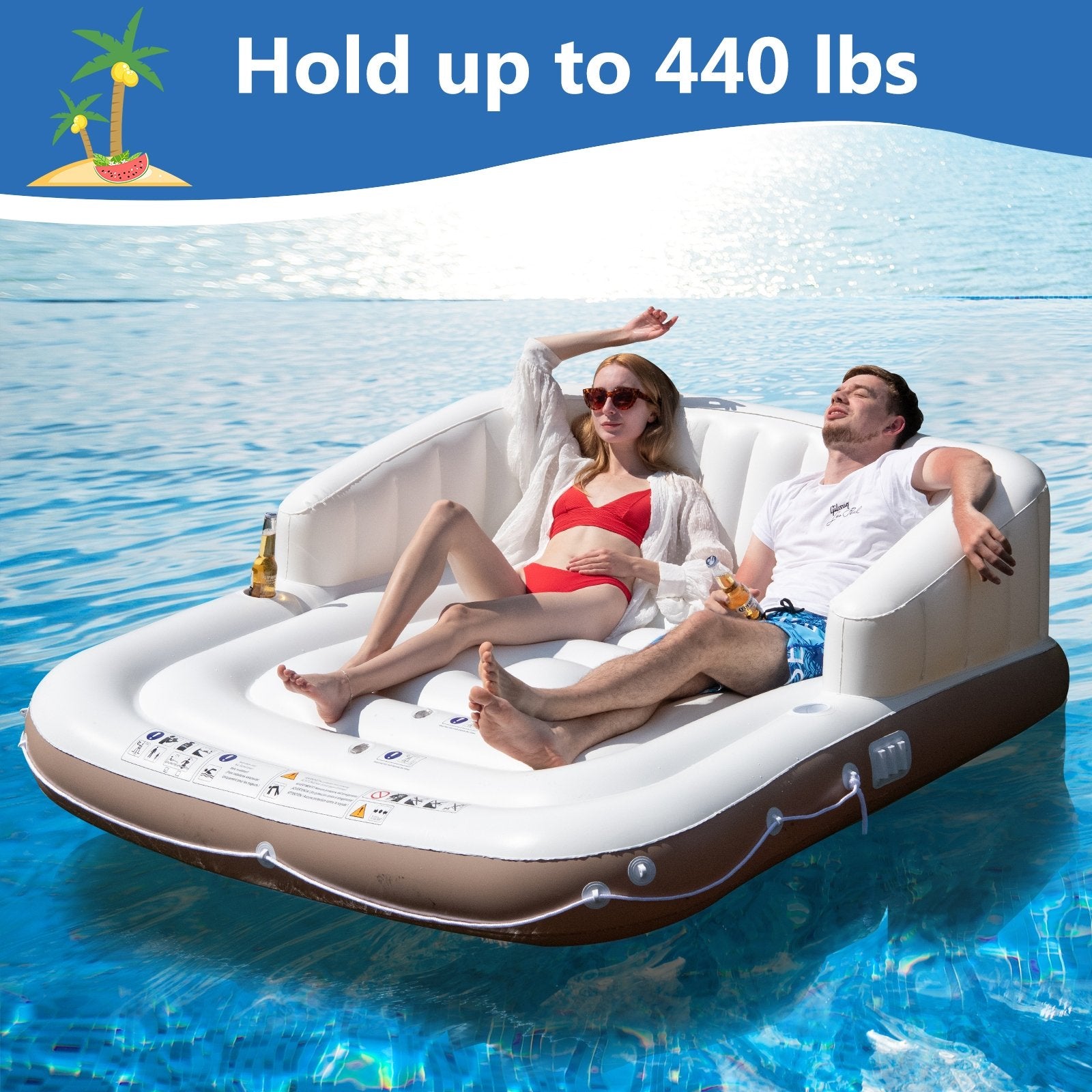 Inflatable Pool Float Lounge Swimming Raft, White Swimming   at Gallery Canada