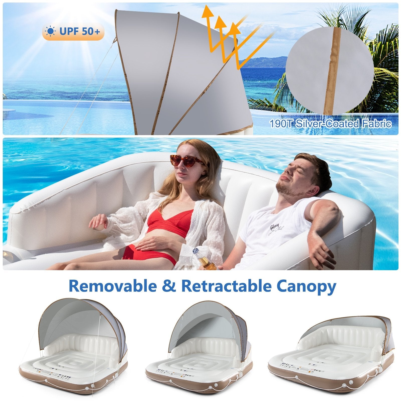 Inflatable Pool Float Lounge Swimming Raft, White Swimming   at Gallery Canada