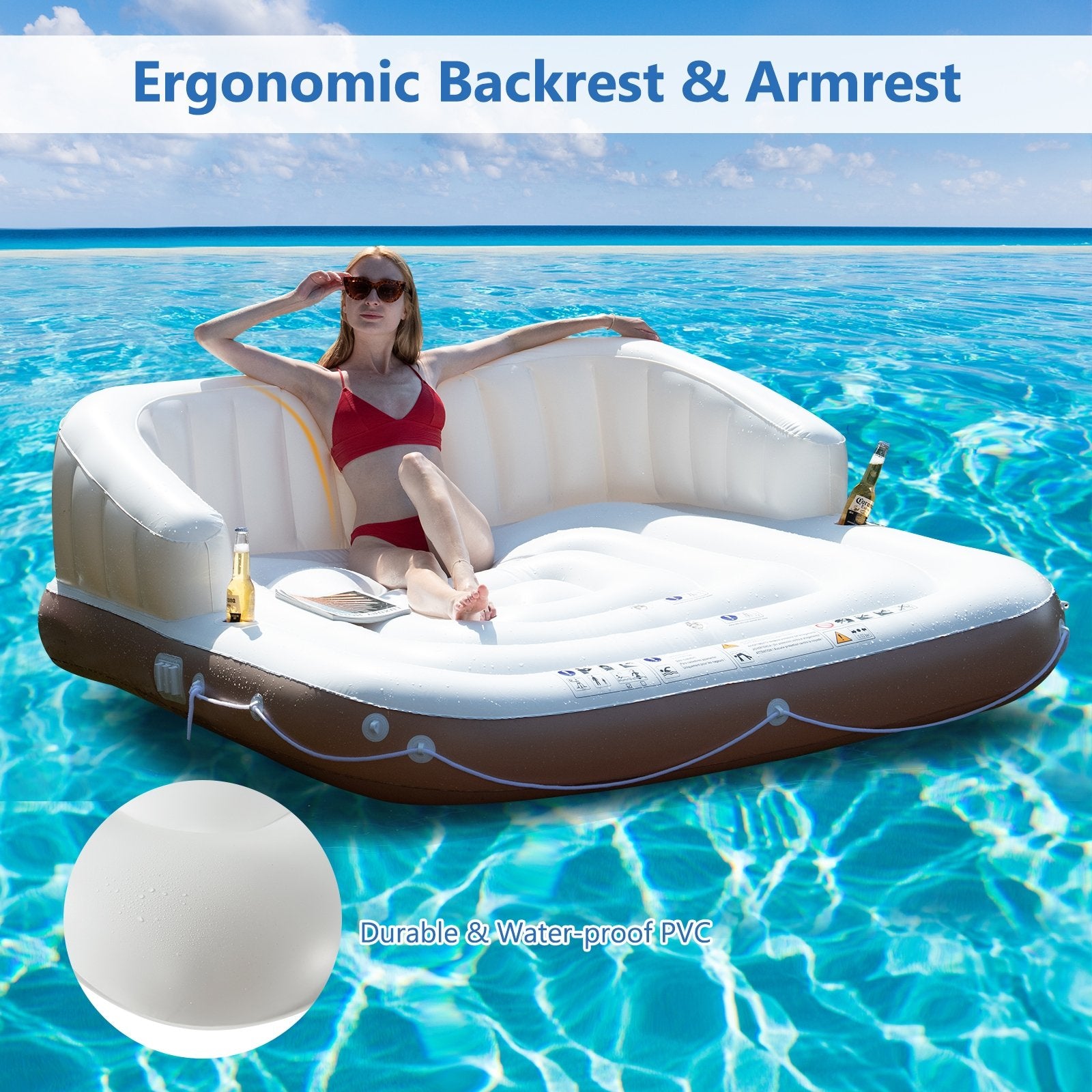 Inflatable Pool Float Lounge Swimming Raft, White Swimming   at Gallery Canada