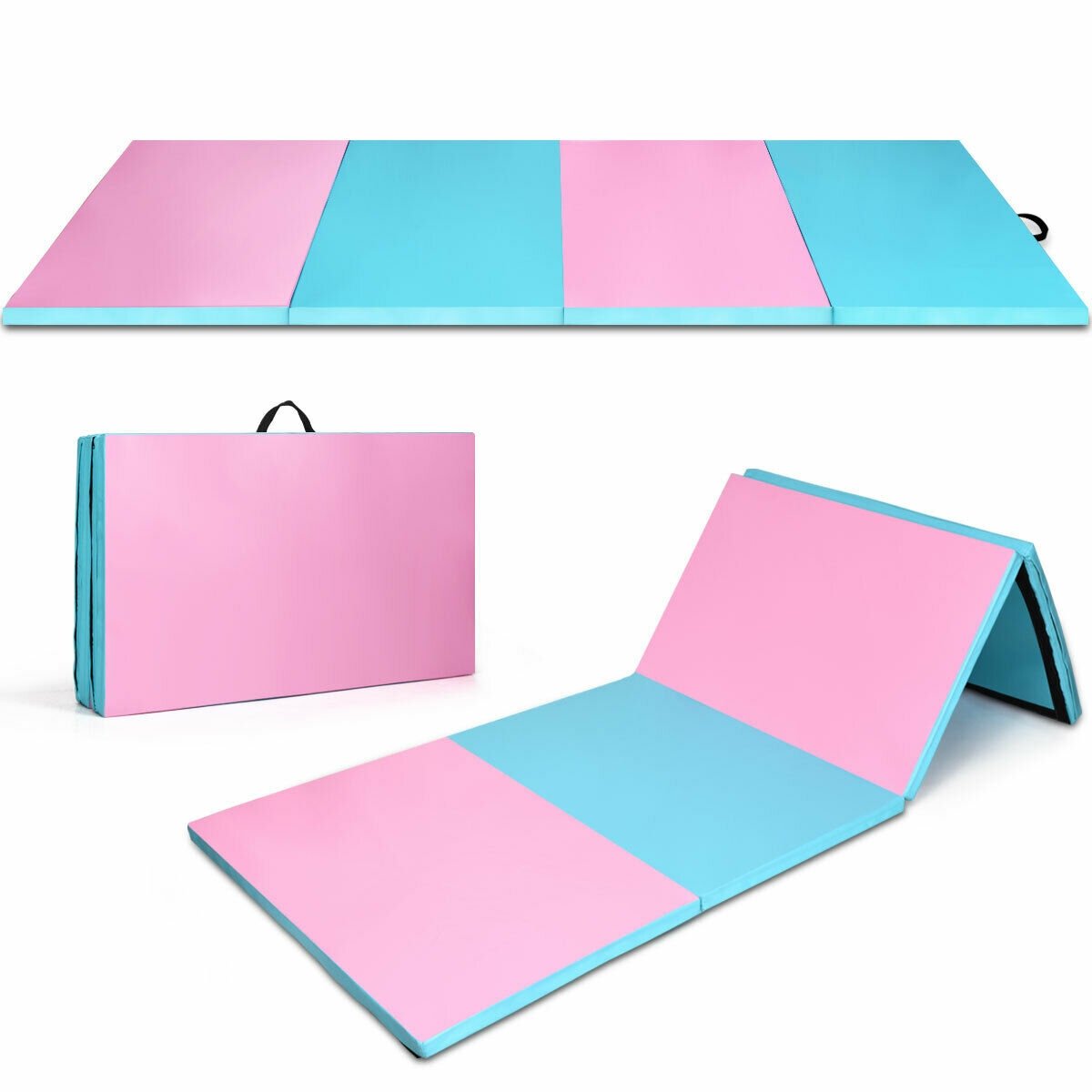 4' x 10' x 2" Folding Gymnastics Tumbling Gym Mat, Blue - Gallery Canada