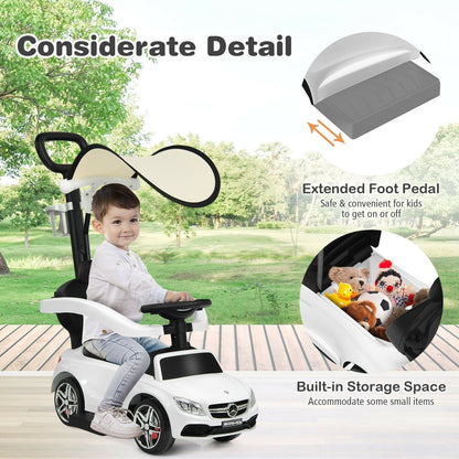 3-in-1 Mercedes Benz Ride-on Toddler Sliding Car, White - Gallery Canada