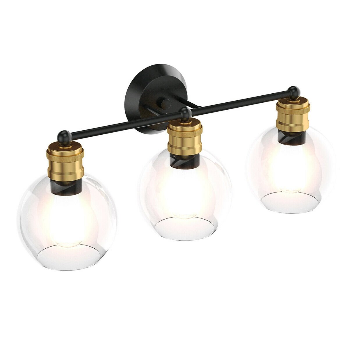 Modern 3-light Bubbled Glass Vanity Light, Black Wall Lights   at Gallery Canada