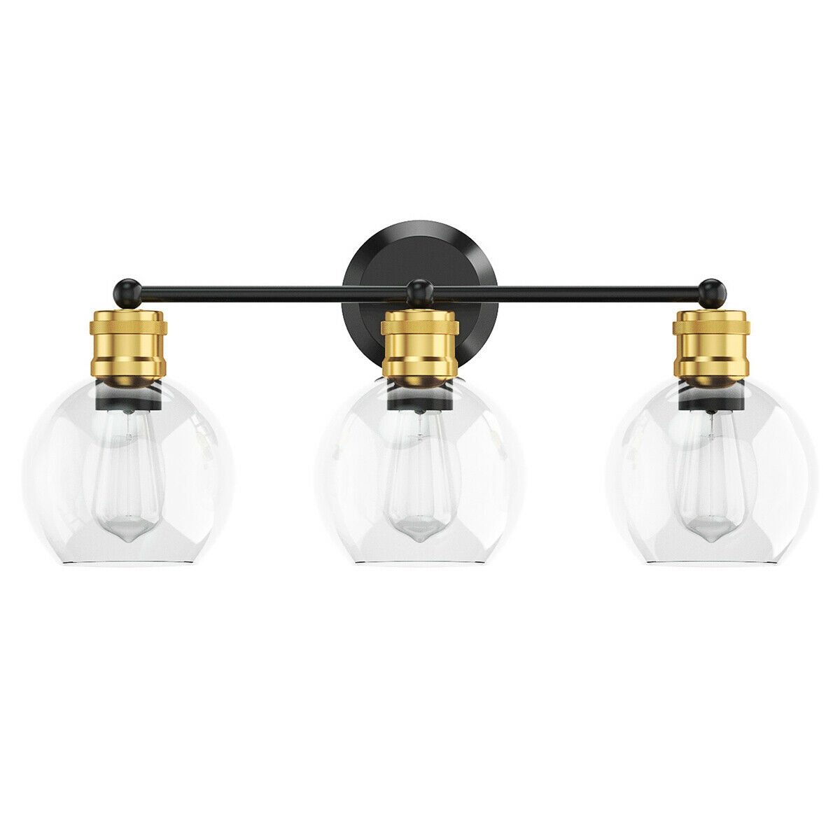 Modern 3-light Bubbled Glass Vanity Light, Black Wall Lights   at Gallery Canada