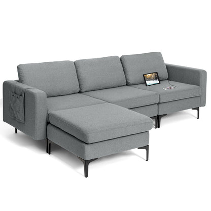 Modular L-shaped Sectional Sofa with Reversible Chaise and 2 USB Ports, Dark Gray Sofas & Loveseats   at Gallery Canada