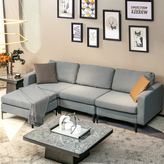 Modular L-shaped Sectional Sofa with Reversible Chaise and 2 USB Ports, Dark Gray Sofas & Loveseats   at Gallery Canada