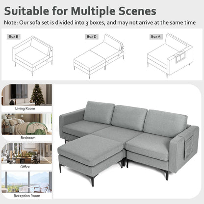 Modular L-shaped Sectional Sofa with Reversible Chaise and 2 USB Ports, Dark Gray Sofas & Loveseats   at Gallery Canada