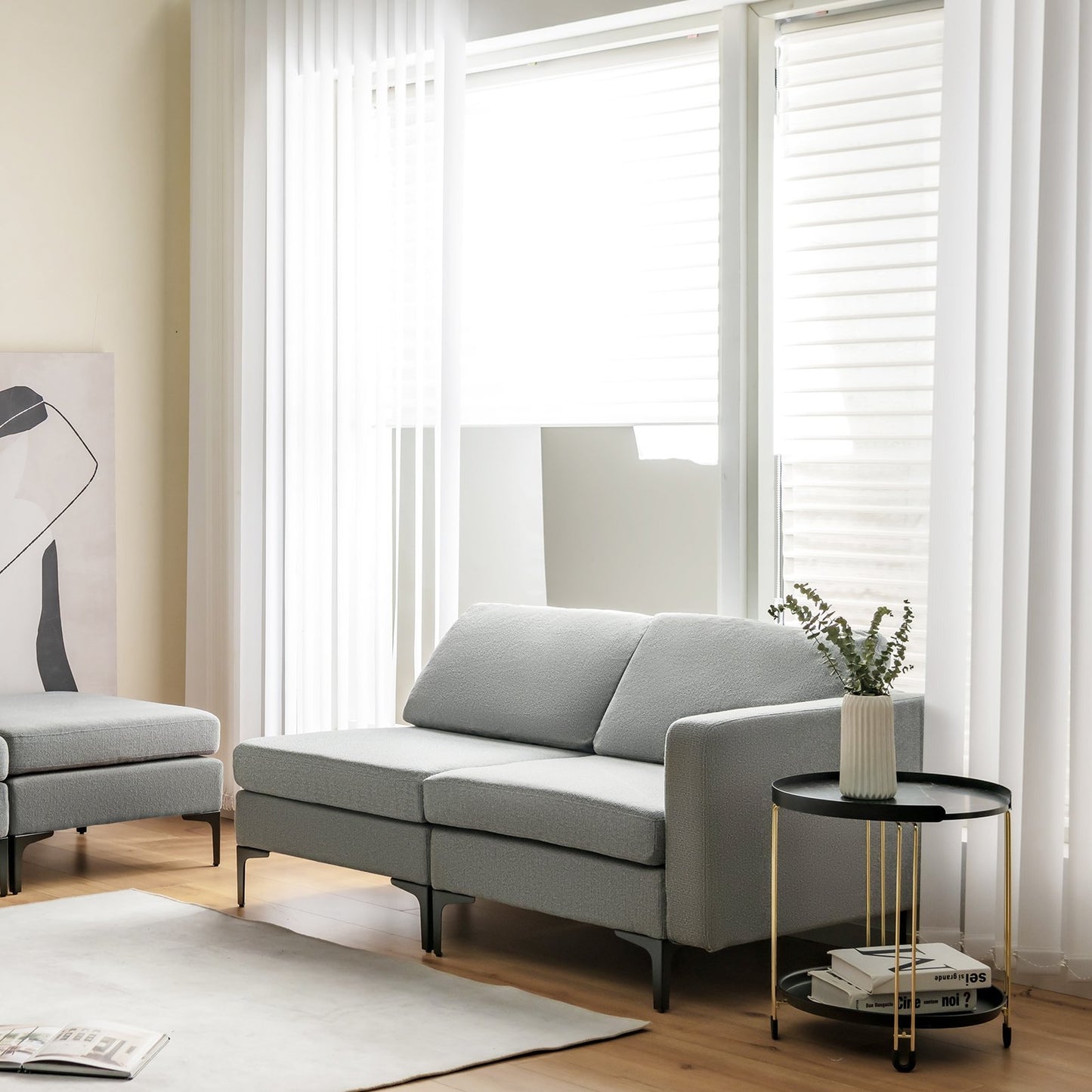 Modular L-shaped Sectional Sofa with Reversible Chaise and 2 USB Ports, Dark Gray Sofas & Loveseats   at Gallery Canada