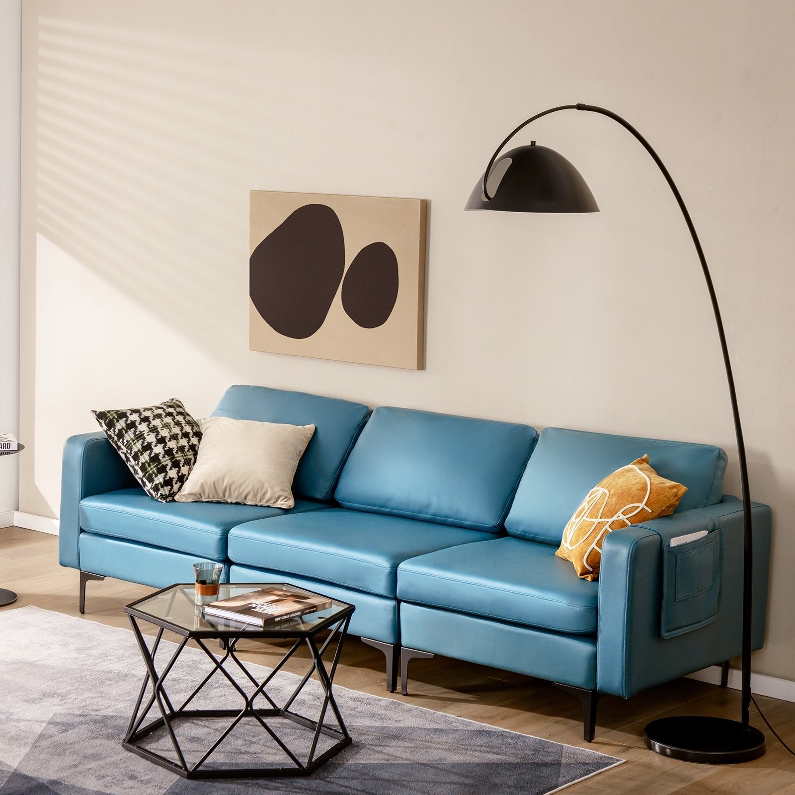 Modular L-shaped Sectional Sofa with Reversible Chaise and 2 USB Ports, Blue Sofas & Loveseats   at Gallery Canada