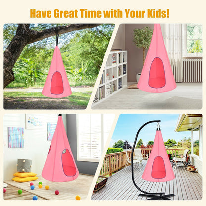 32 Inch Kids Nest Swing Chair Hanging Hammock Seat for Indoor and Outdoor, Pink Swing & Playsets   at Gallery Canada