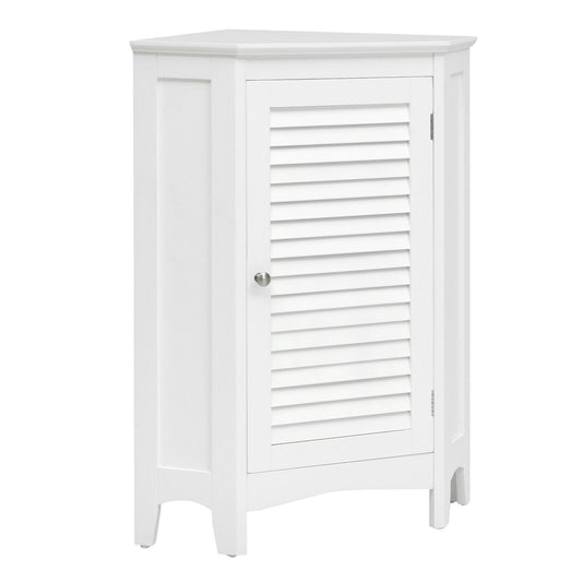 Corner Storage Cabinet Free Standing Bathroom Cabinet with Shutter Door, White Floor Cabinets   at Gallery Canada