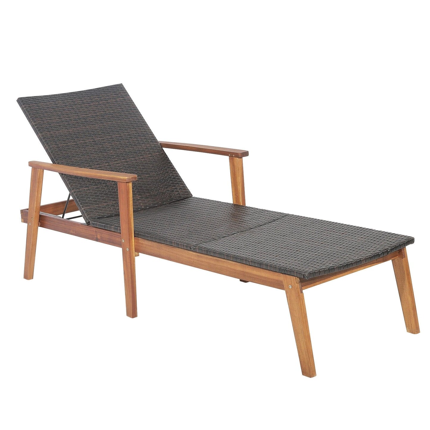 Patio Rattan Lounge Chair with 4-Position Adjustable Backrest, Brown Outdoor Chaise Lounges   at Gallery Canada