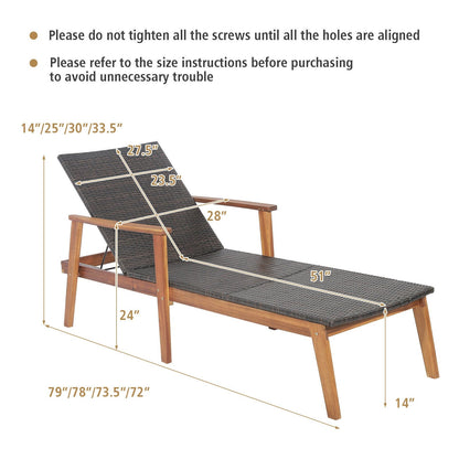 Patio Rattan Lounge Chair with 4-Position Adjustable Backrest, Brown Outdoor Chaise Lounges   at Gallery Canada