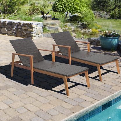 Patio Rattan Lounge Chair with 4-Position Adjustable Backrest, Brown Outdoor Chaise Lounges   at Gallery Canada