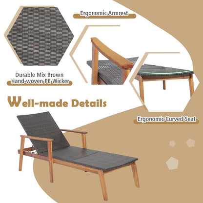 Patio Rattan Lounge Chair with 4-Position Adjustable Backrest, Brown Outdoor Chaise Lounges   at Gallery Canada