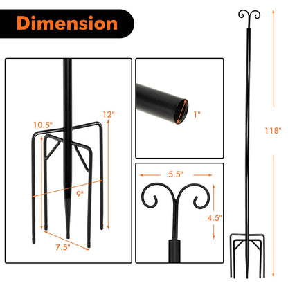 String Light Poles 2 Pack Outdoor Metal Poles with Top Arc Hook and 5-Prong Base-10 ft, Black Outdoor Decor   at Gallery Canada