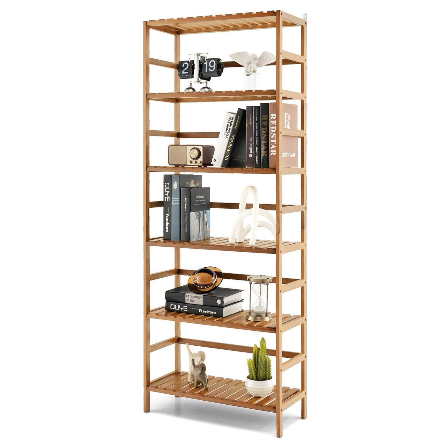 6-Tier Bamboo Bookshelf with Adjustable Shelves, Natural - Gallery Canada