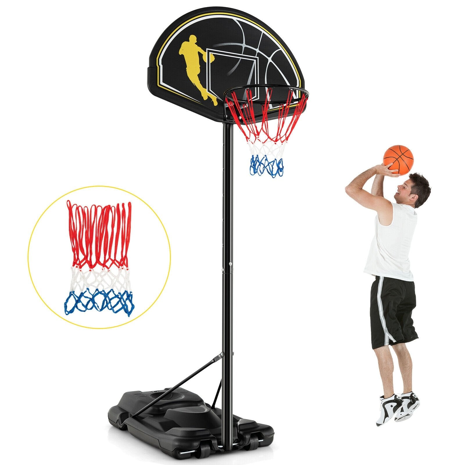 4.25-10 Feet Portable Adjustable Basketball Goal Hoop System, Black Sport Equipments   at Gallery Canada