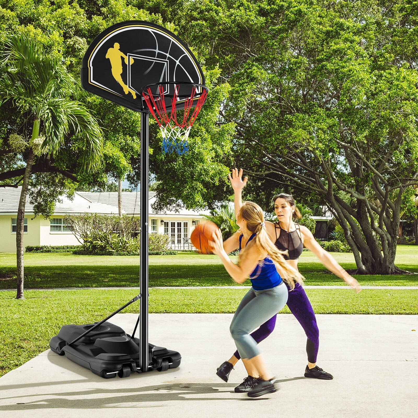 4.25-10 Feet Portable Adjustable Basketball Goal Hoop System, Black Sport Equipments   at Gallery Canada