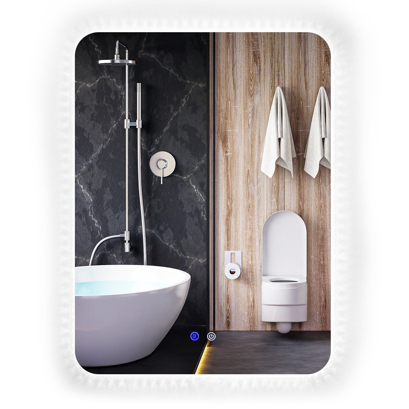 32 x 24 Inch Shatterproof Wall Mirror with 3-Color Lights and Anti-Fog Function, Transparent Wall Mirrors at Gallery Canada