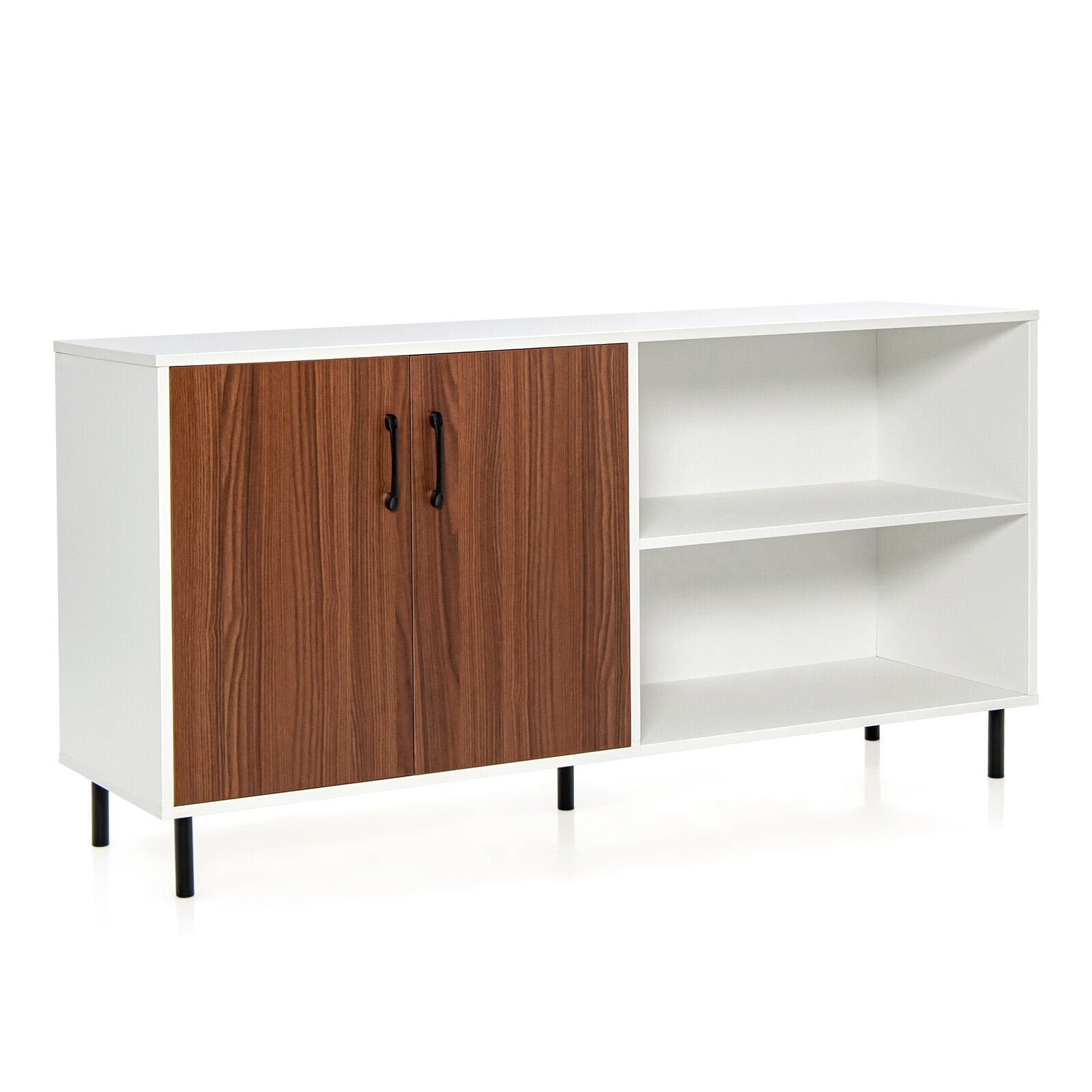 Modern Buffet Sideboard with 2 Doors and Open Compartments, Walnut Sideboards Cabinets & Buffets   at Gallery Canada