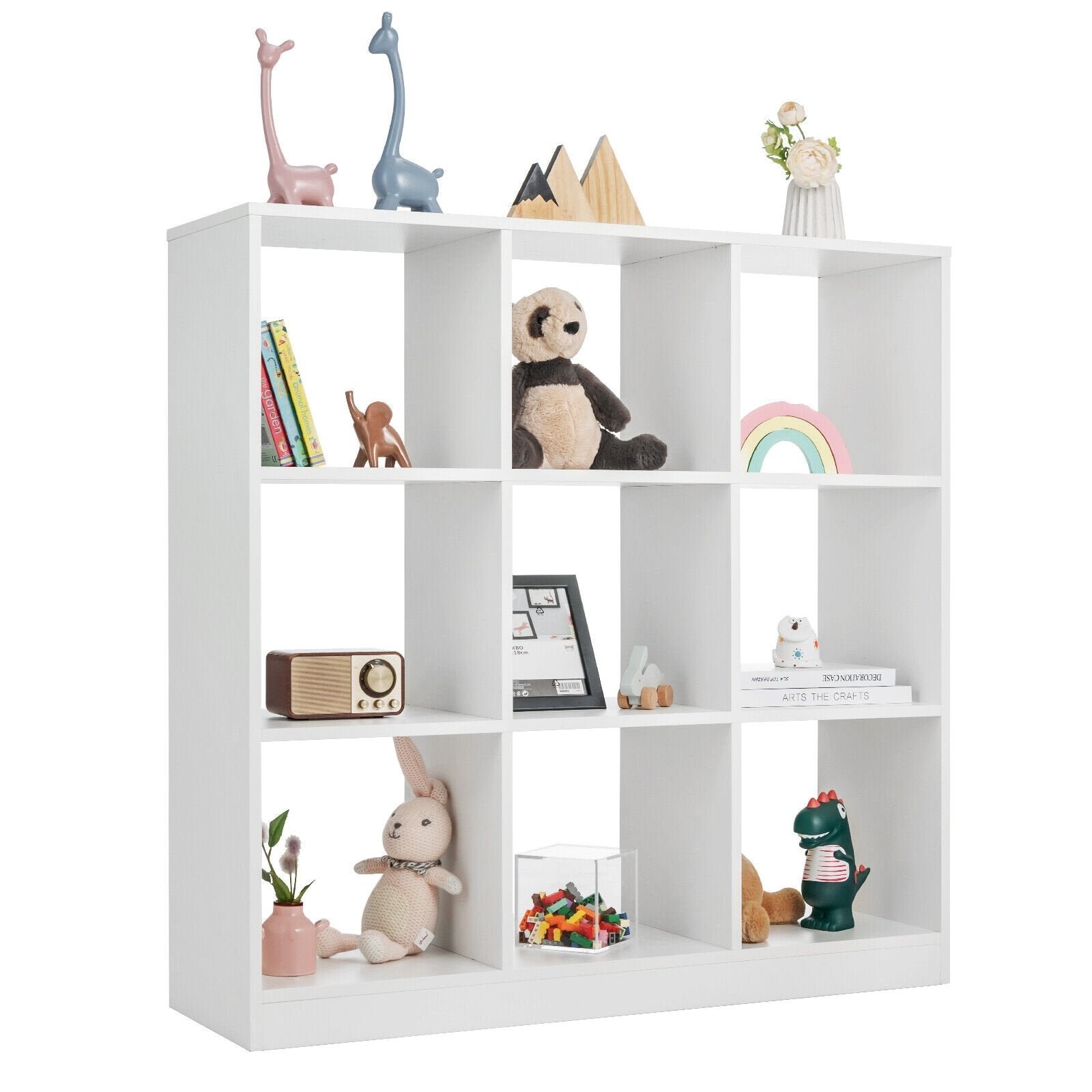 Modern 9-Cube Bookcase with 2 Anti-Tipping Kits for Books Toys Ornaments, White Bookcases   at Gallery Canada