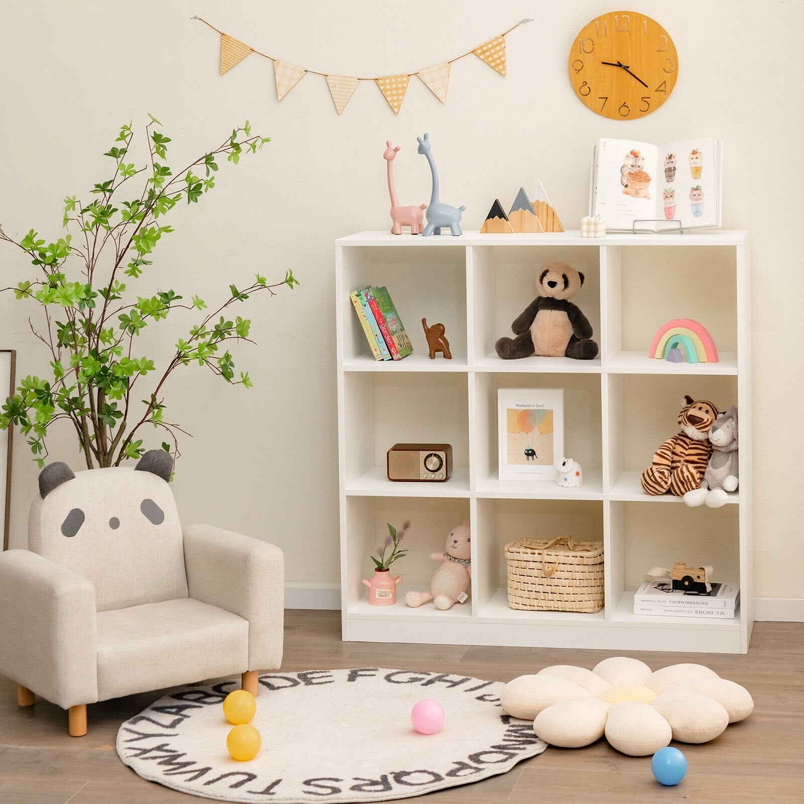 Modern 9-Cube Bookcase with 2 Anti-Tipping Kits for Books Toys Ornaments, White Bookcases   at Gallery Canada