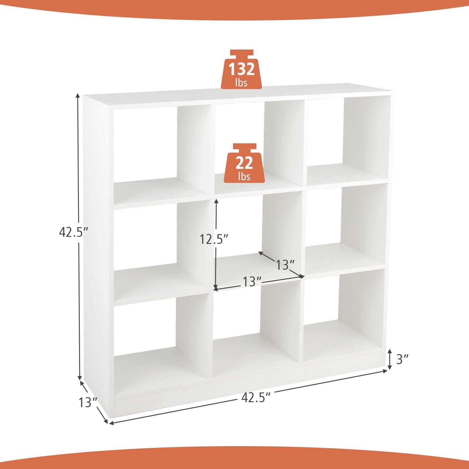 Modern 9-Cube Bookcase with 2 Anti-Tipping Kits for Books Toys Ornaments, White Bookcases   at Gallery Canada