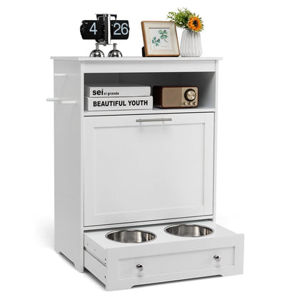 Pet Feeder Station with Stainless Steel Bowl, White Cat Supplies   at Gallery Canada