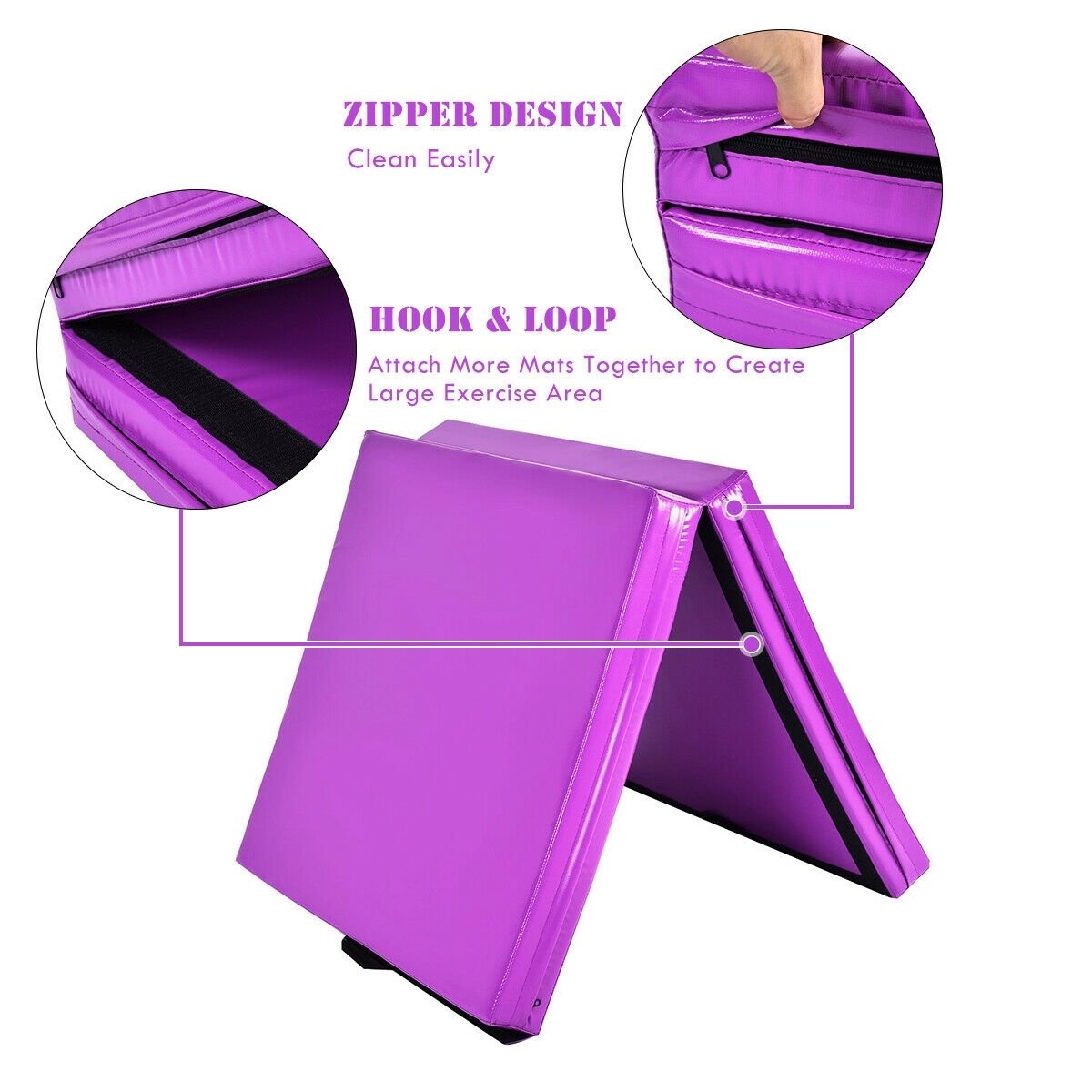 6 x 2 Feet Gymnastic Mat with Carrying Handles for Yoga, Purple Yoga & Gym Mats   at Gallery Canada