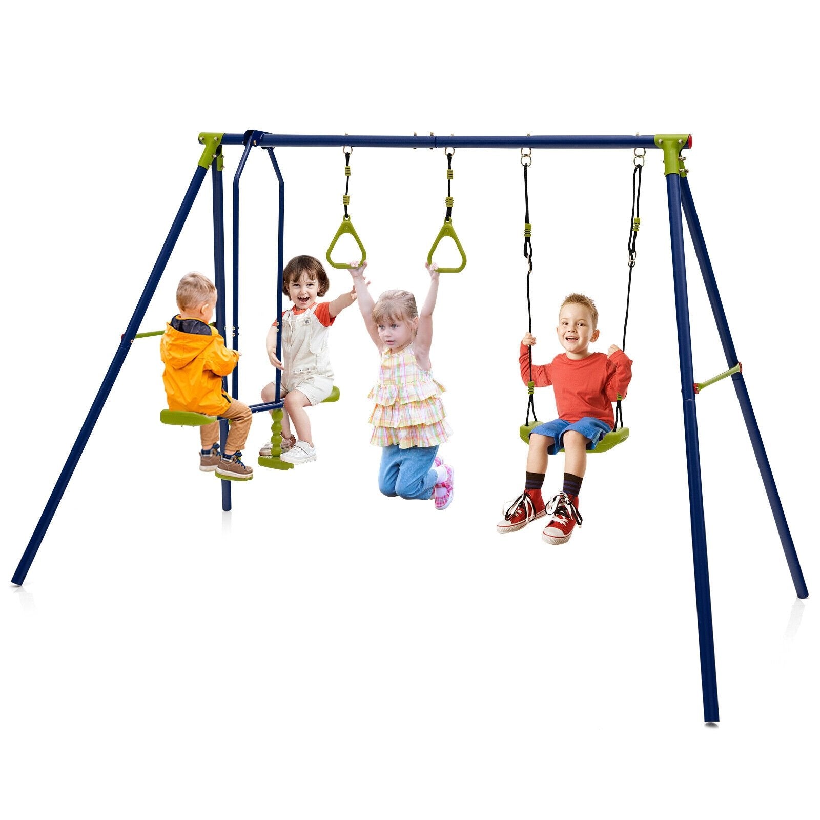 3-in-1 Outdoor Swing Set for Kids Aged 3 to 10, Blue Swing & Playsets   at Gallery Canada