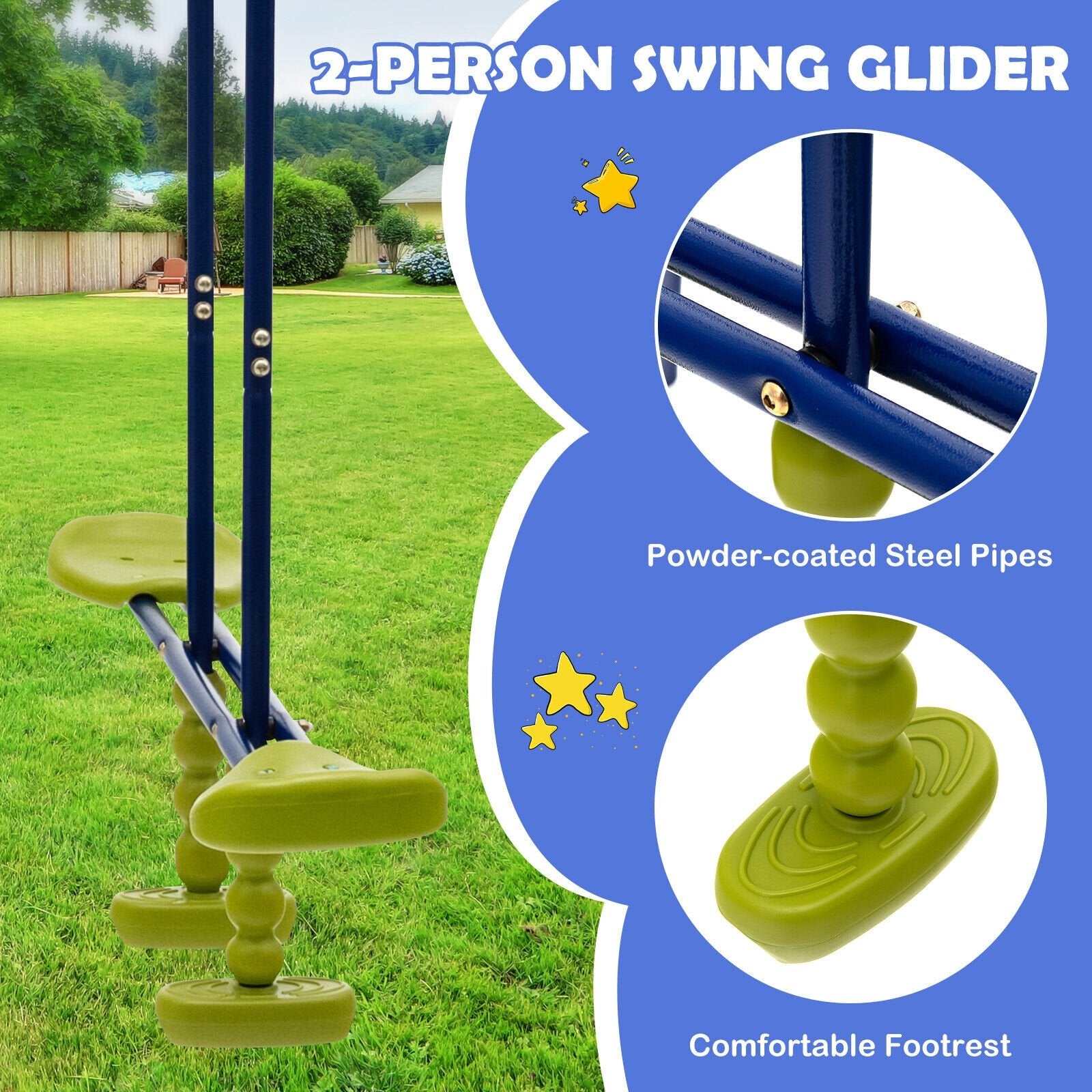 3-in-1 Outdoor Swing Set for Kids Aged 3 to 10, Blue Swing & Playsets   at Gallery Canada