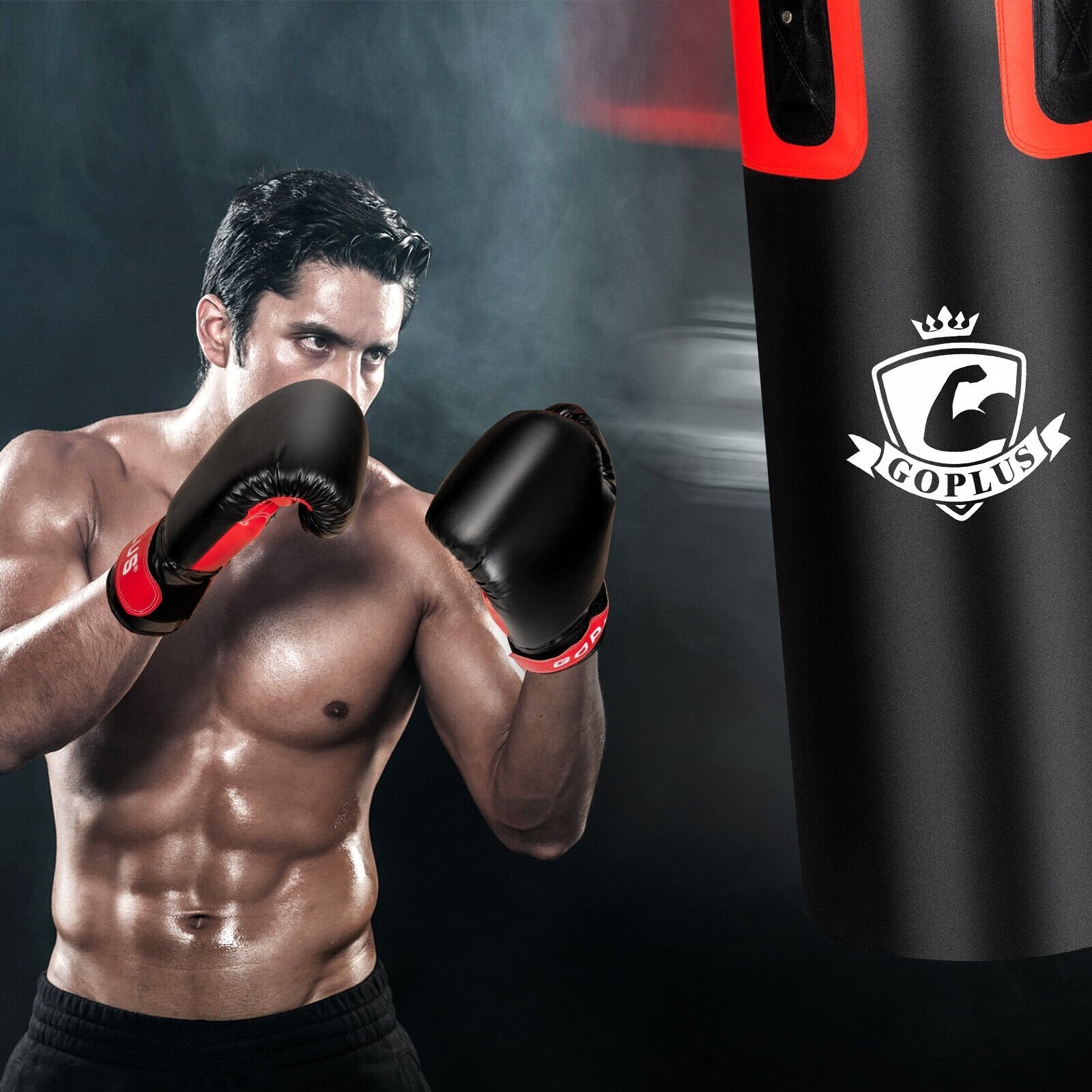 Filled Punching Bag Set for Adults- 56 lbs, Black Boxing & Martial Arts   at Gallery Canada